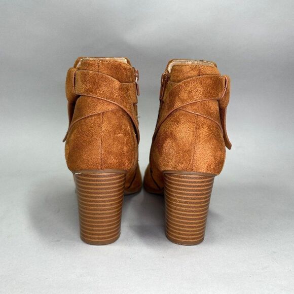 ZBY Ankle Boots Women's Size 8.5 Rust Brown Suede Heeled Ankle Booties - Picture 4 of 9